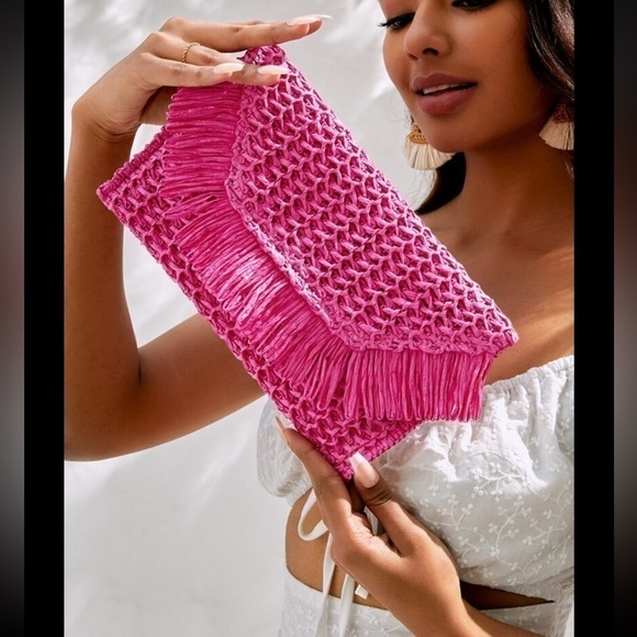 Fringe Decor Envelope Woven Bag - Picture 13 of 16